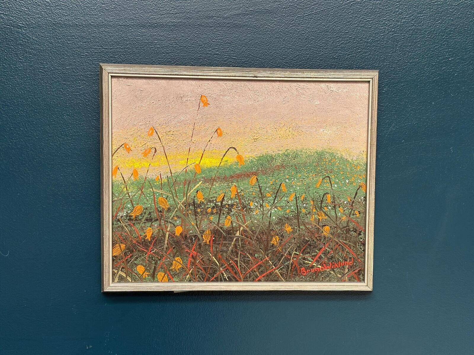 Original Swedish Oil On Canvas – “Bryum Argenteum” By Bruno Wiklund – Dated 1985 – Vintage & Framed – 45 × 37 Cm (17.7" × 14.6")