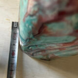 Vintage pair of turquoise and red ceramic candlesticks