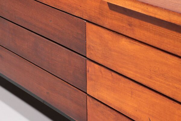 Banc vintage en bois avec rangement Italiens 1960