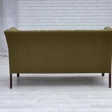 1970s, Danish 2-seater sofa, original green furniture wool, beech wood.