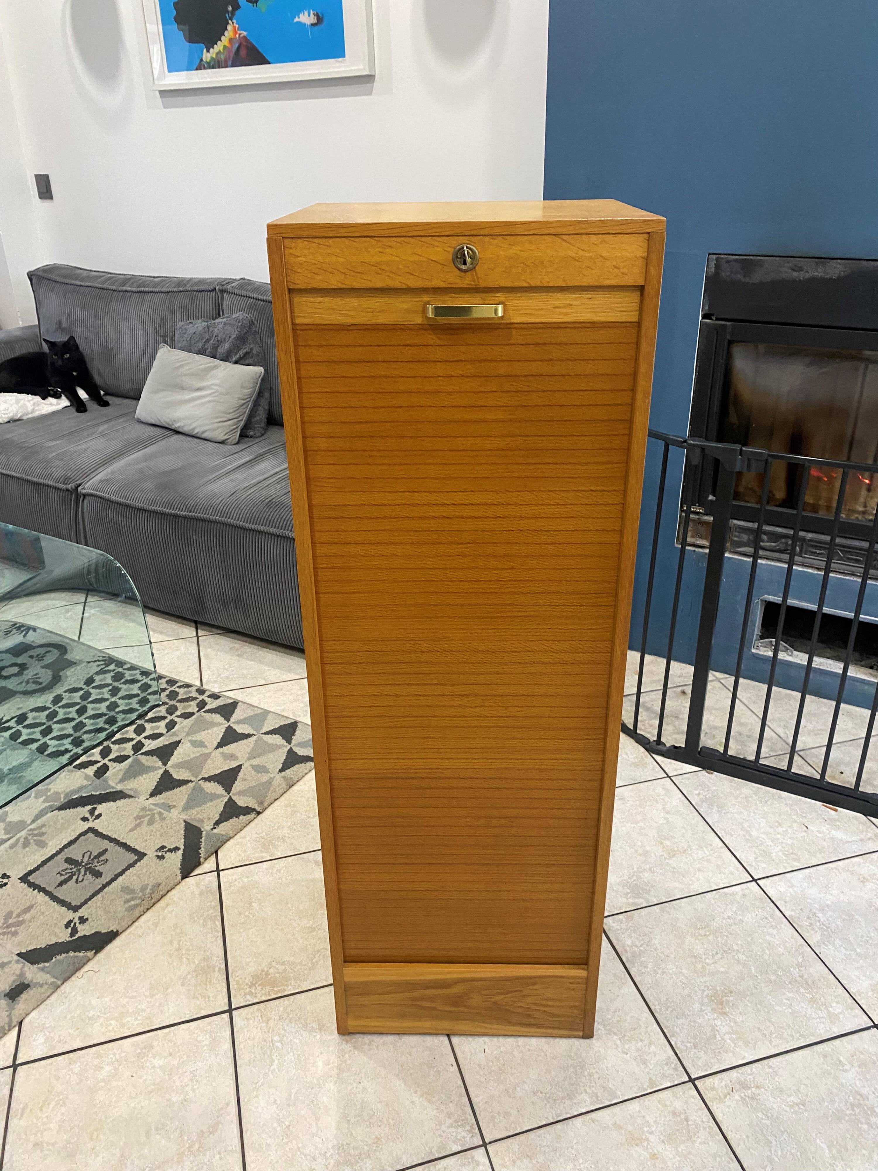 1960s office filing cabinet with curtains