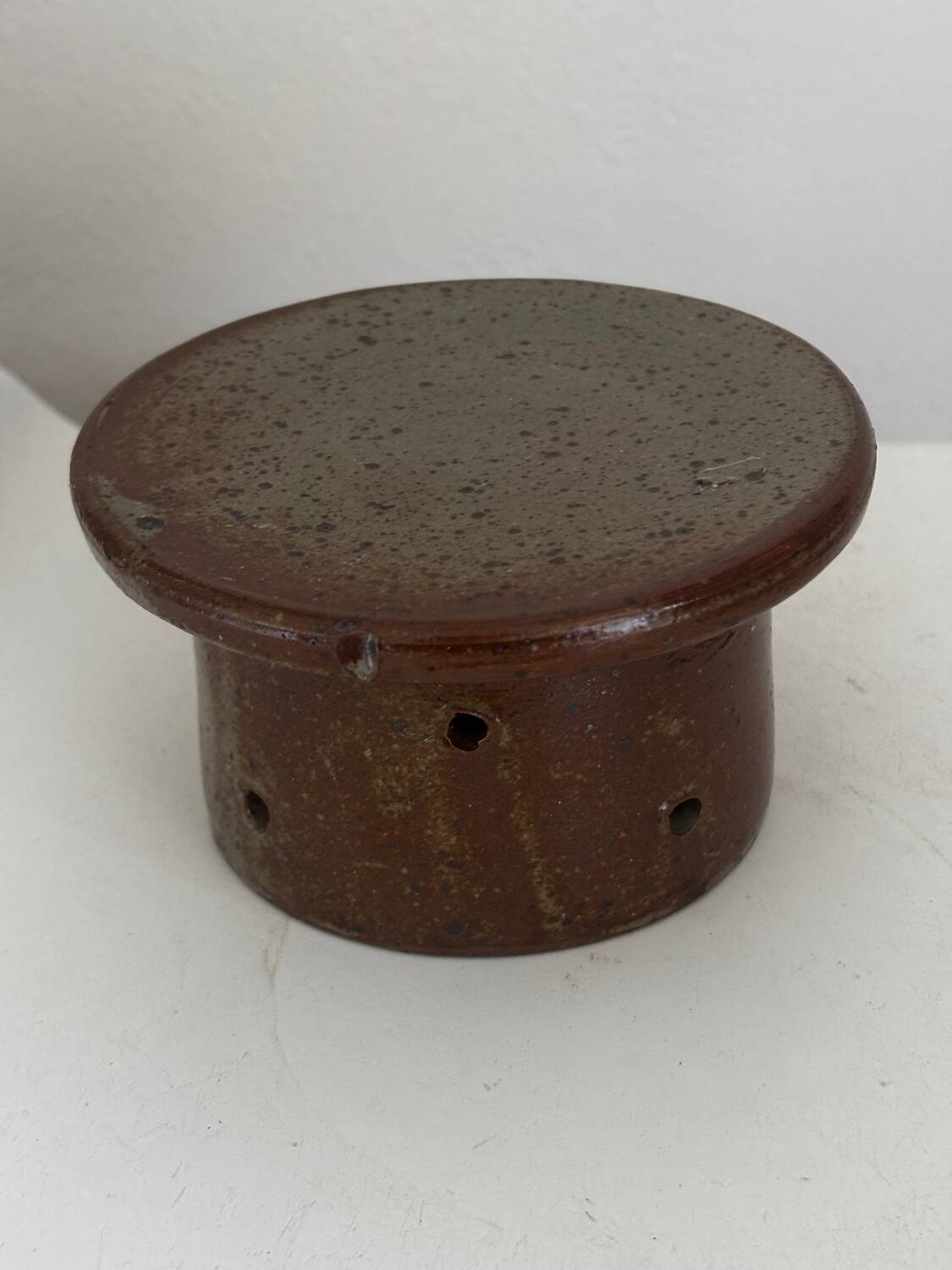 Glazed pottery water butter dish