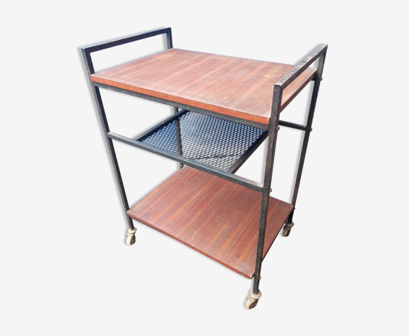 Table desserte à roulettes acier bois Meurop