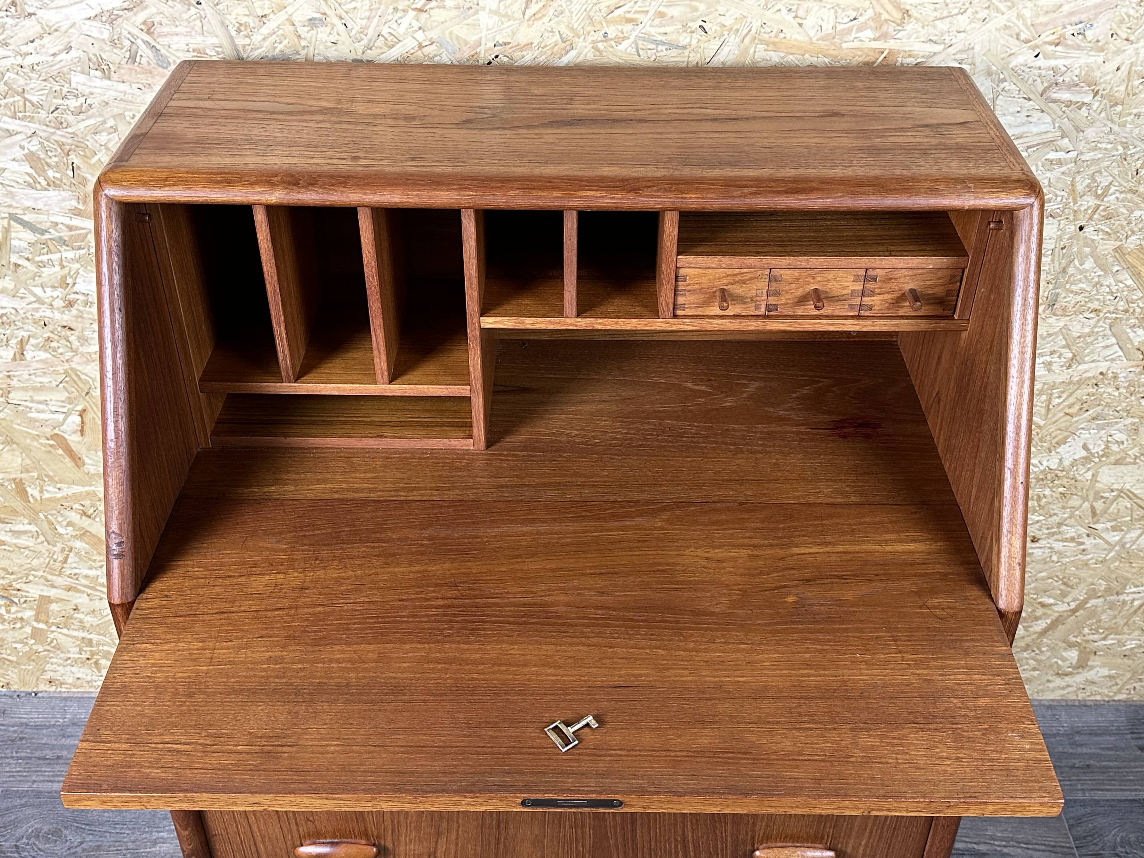 60s 70s teak secretary chest of drawers Danish Modern by Dyrlund Denmark