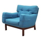 Fauteuil bleu, design danois, années 1960, production : Danemark