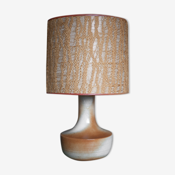 vintage lamp, table lamp, lampshade lamp, sandstone foot, macramé lampshade, living room lamp