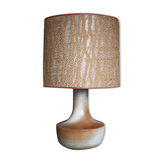 vintage lamp, table lamp, lampshade lamp, sandstone foot, macramé lampshade, living room lamp