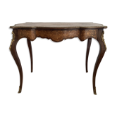 Vintage branded wood and brass side table