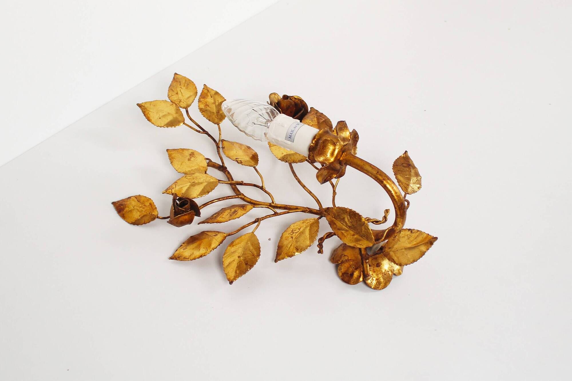 Antique Italian gilt rose wall lights by Hans Kogl