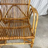 Large vintage rattan armchair