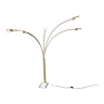 Lampadaire à arc en laiton italien regency avec cinq bras et base en marbre, années 1970