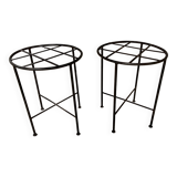Set of 2 wrought iron garden stools/side tables