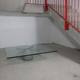80s glass and bubbly concrete table