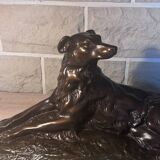 Large ancient sculpture – Reclining Greyhound after P.J. Mêne – edition