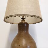 XL gourd lamp in ceramic and jute fabric, France circa 1960.