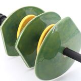 Lamp with yellow and green freeforms in ceramic, 90s