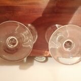 2 verres bistrot absinthe en verre soufflé, années 30