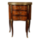 Lady's demi-lune commode in Louis XV style with marquetry and gilded bronze.