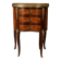 Lady's demi-lune commode in Louis XV style with marquetry and gilded bronze.