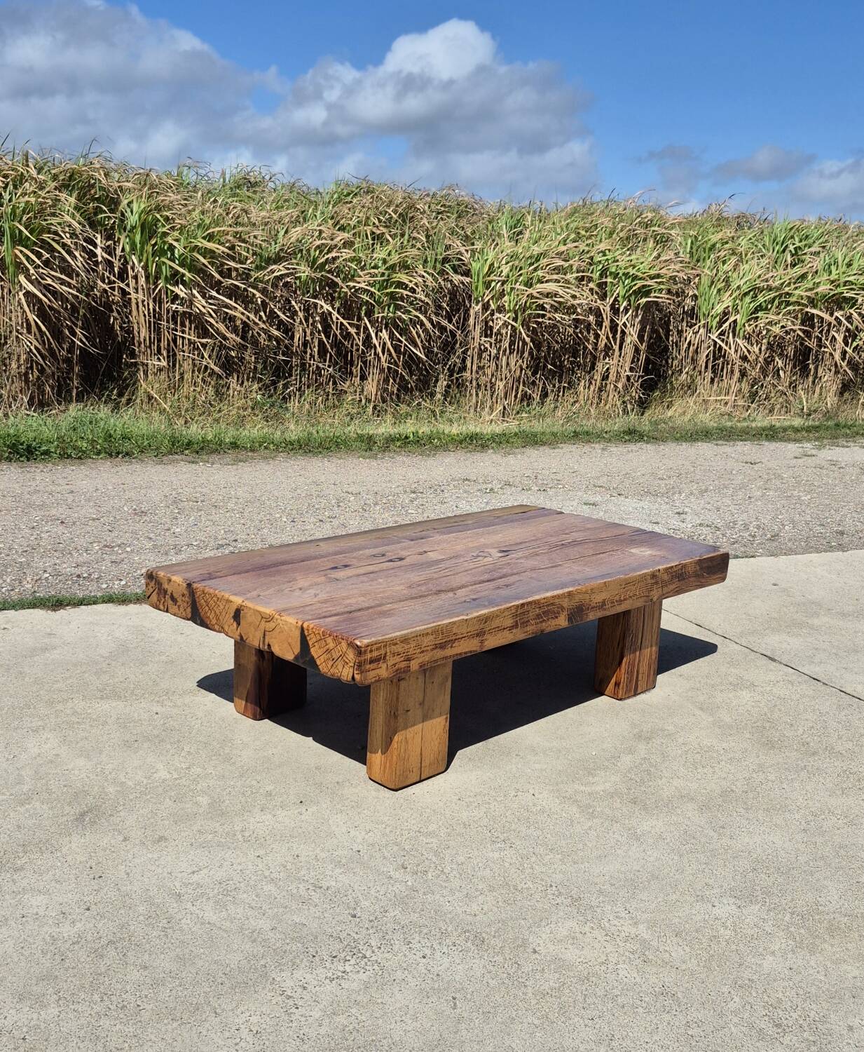 150 cm vintage solid oak rustic brutalist wabi sabi beam coffee table