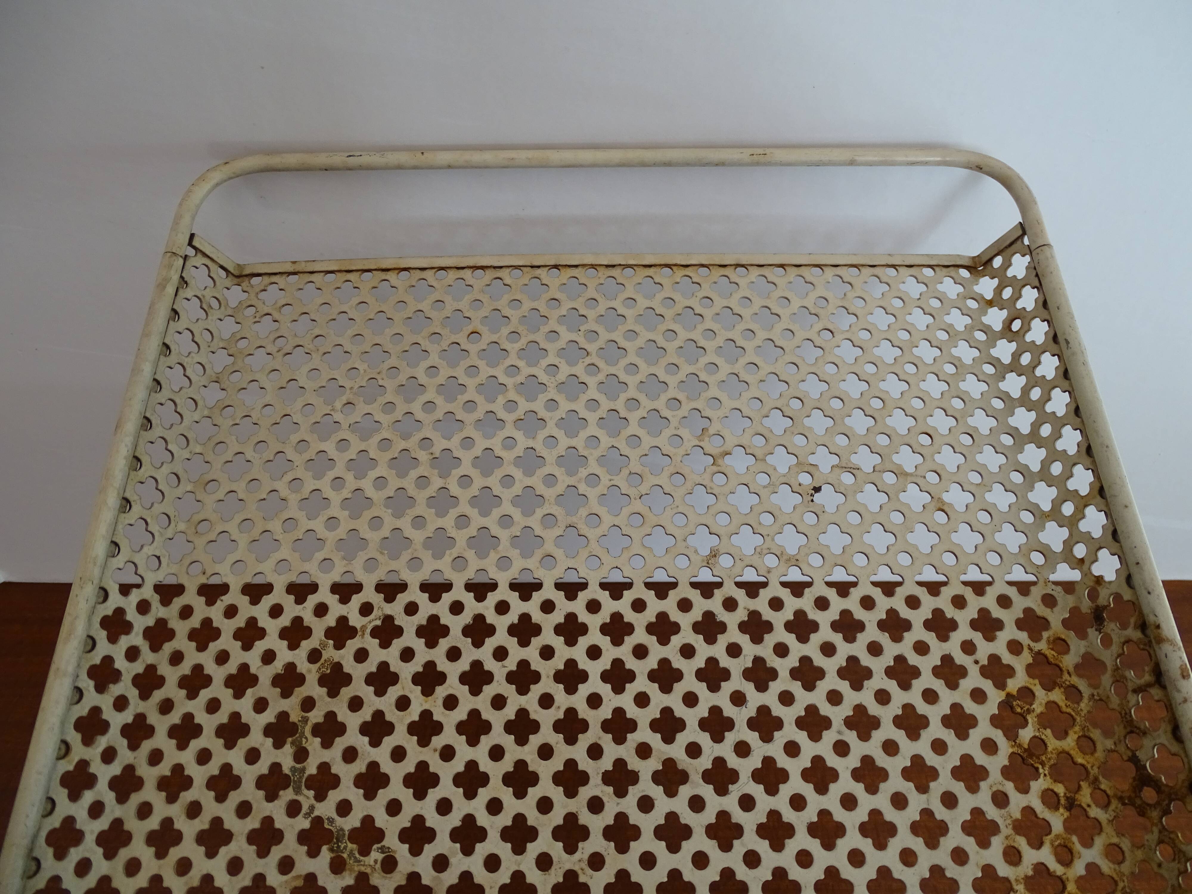 White perforated metal tray Mathieu Mategot design 1950 - To renovate
