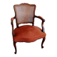 Fauteuil louis XV terracotta et cannage