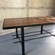 Table basse mid-century, teck, acier et pierre de lave