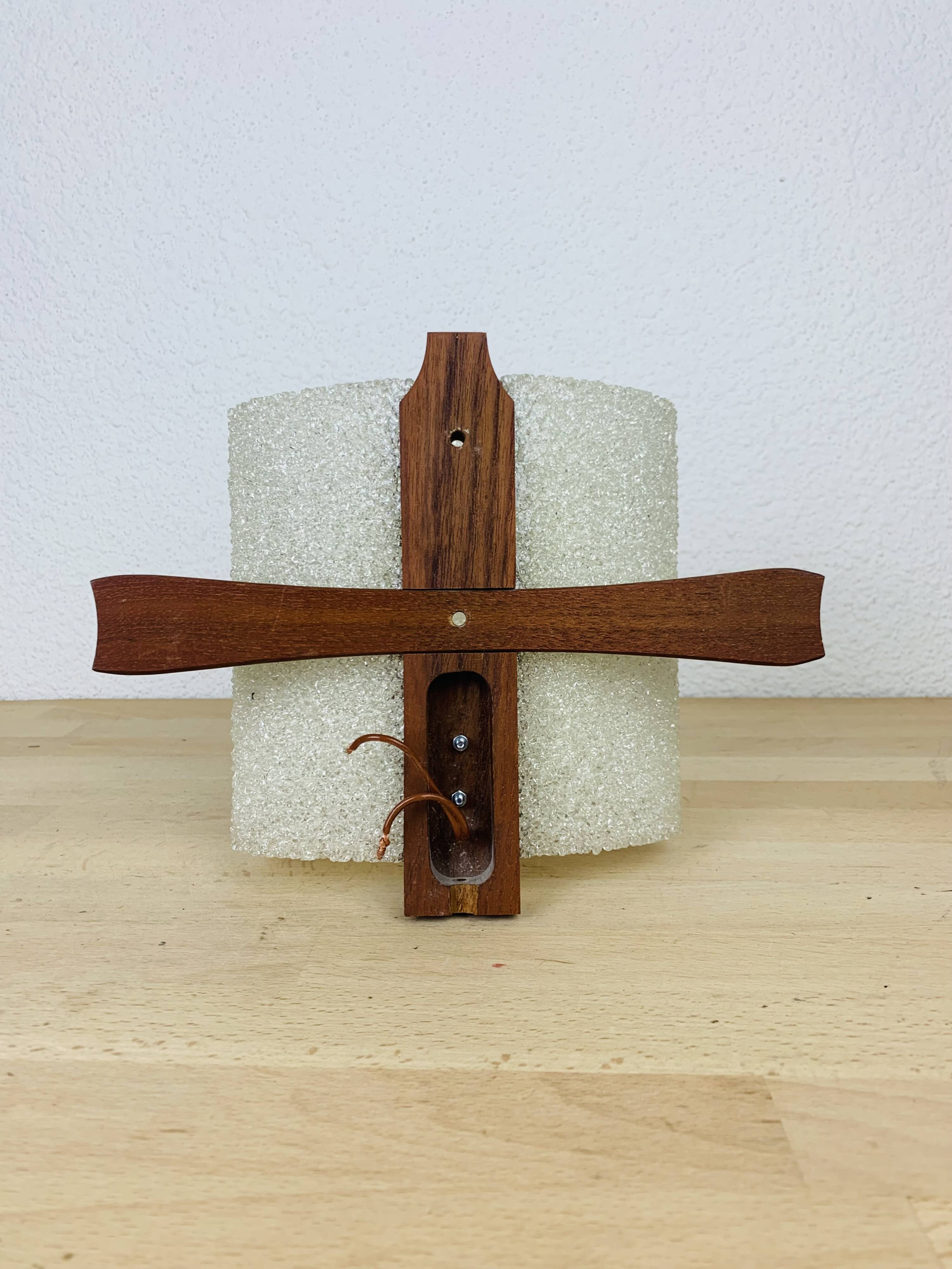 Scandinavian teak perspex wall light from the 60s