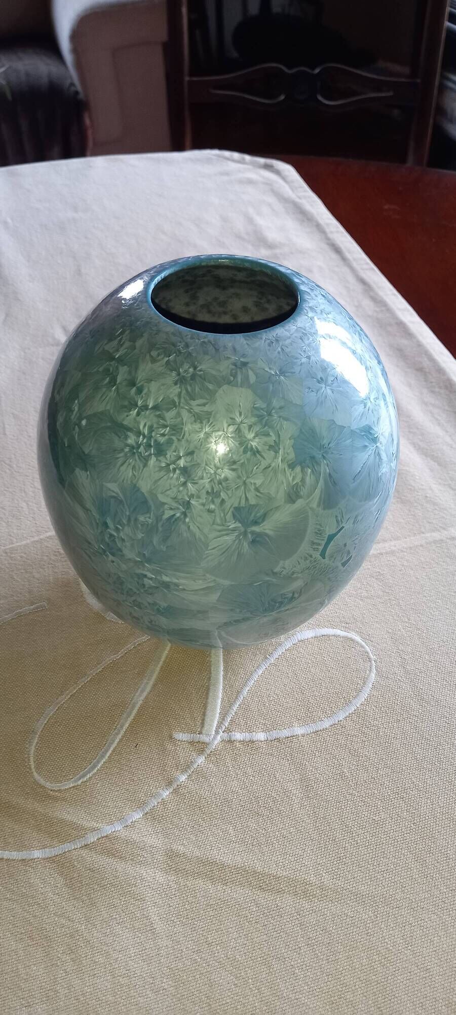 Vase Hélène LAIZÉ Saint-Cyr-Sur-Loire H.L.Z. – Blue crystalline stoneware