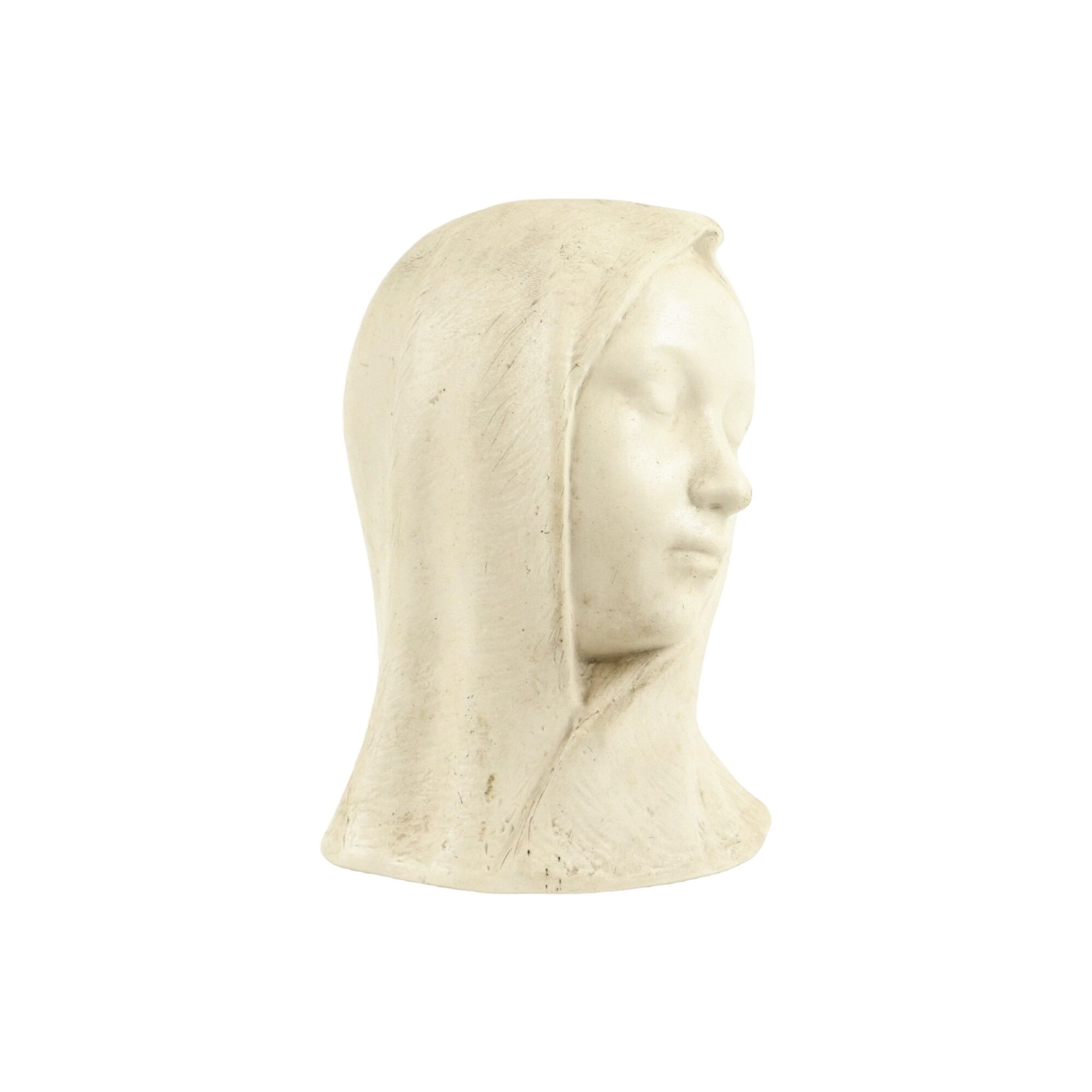 Vintage white bust bust young woman sculpture terre cuite 29cm
