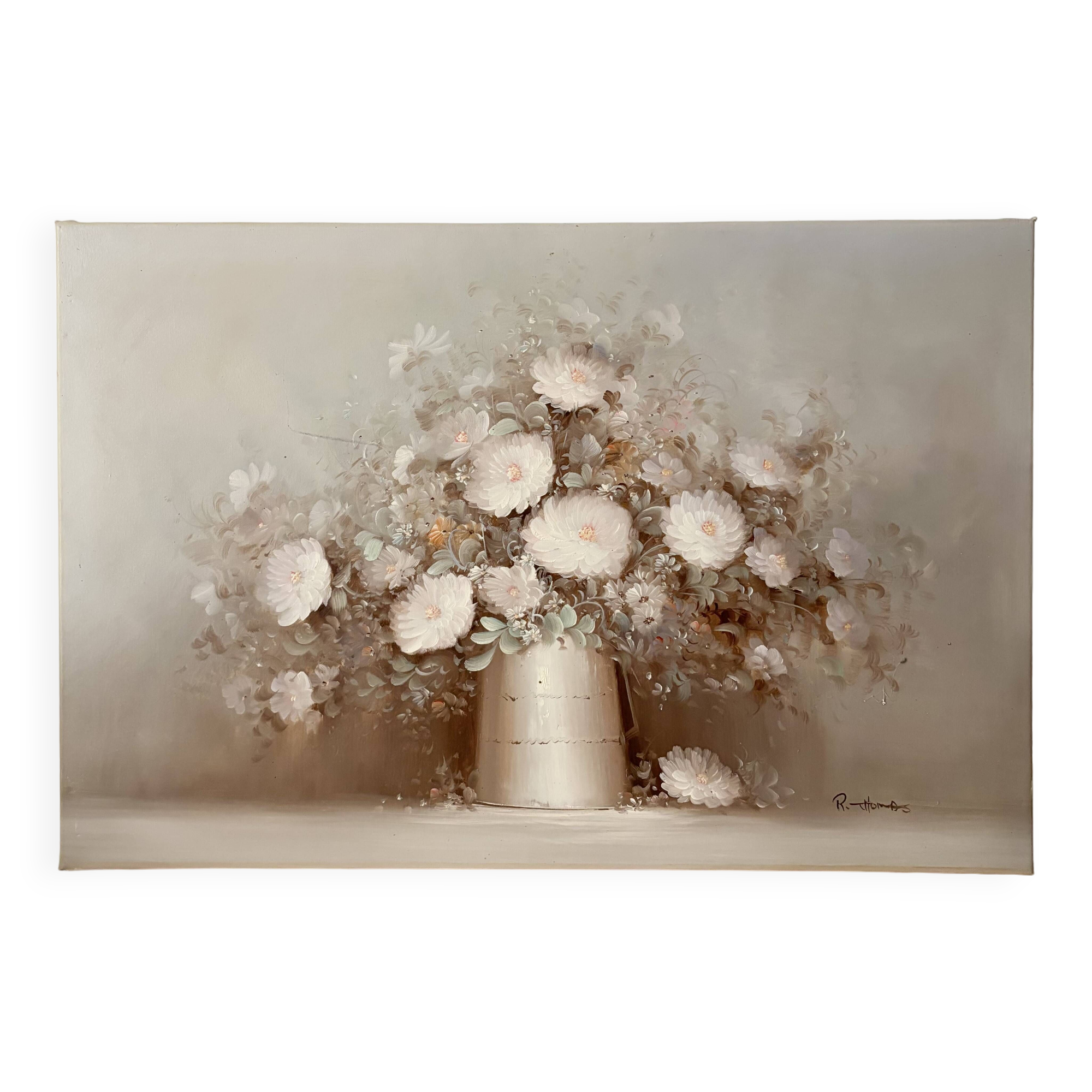 Painting bouquet of flowers signed R.Thomas