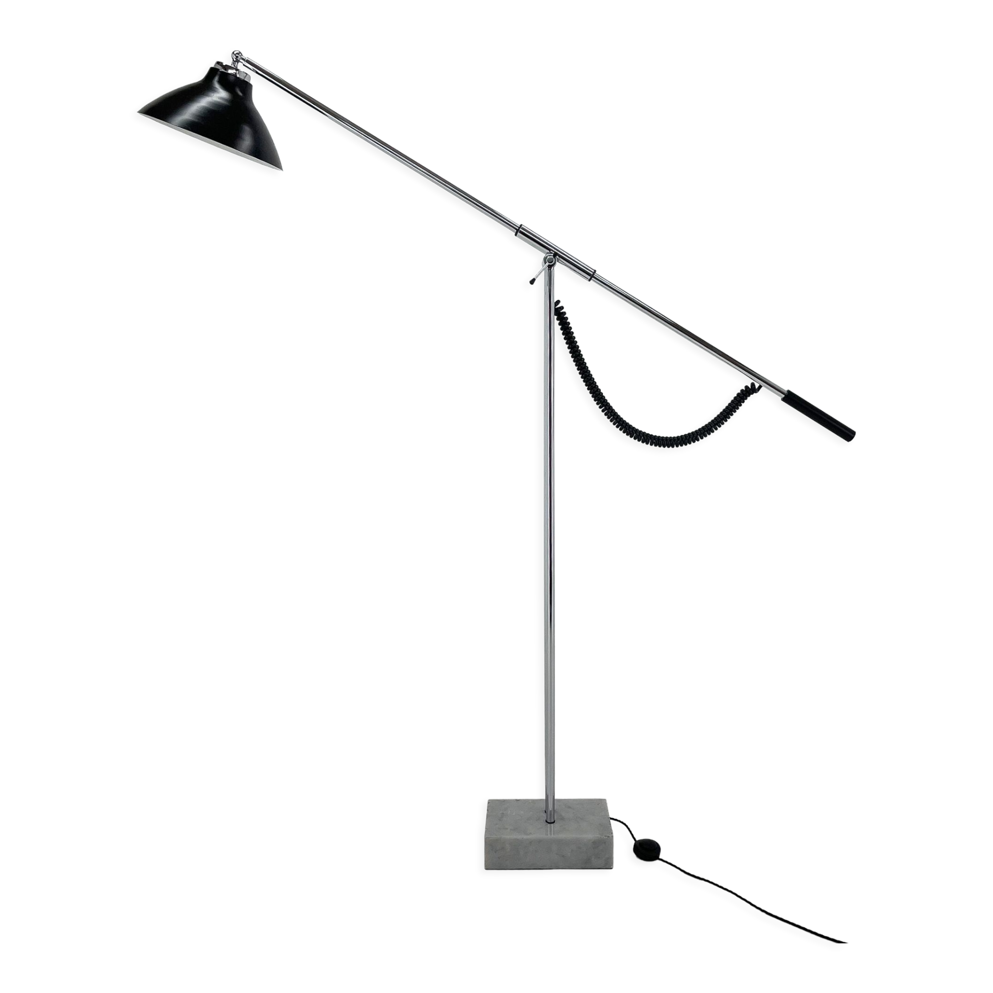 1960's italian adjustable chrome & marble floor lamp