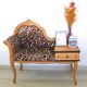 1970s armchair telephone cabinet - leopard giraffe fabric