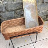 Planter on foot in braided wood 60/70s