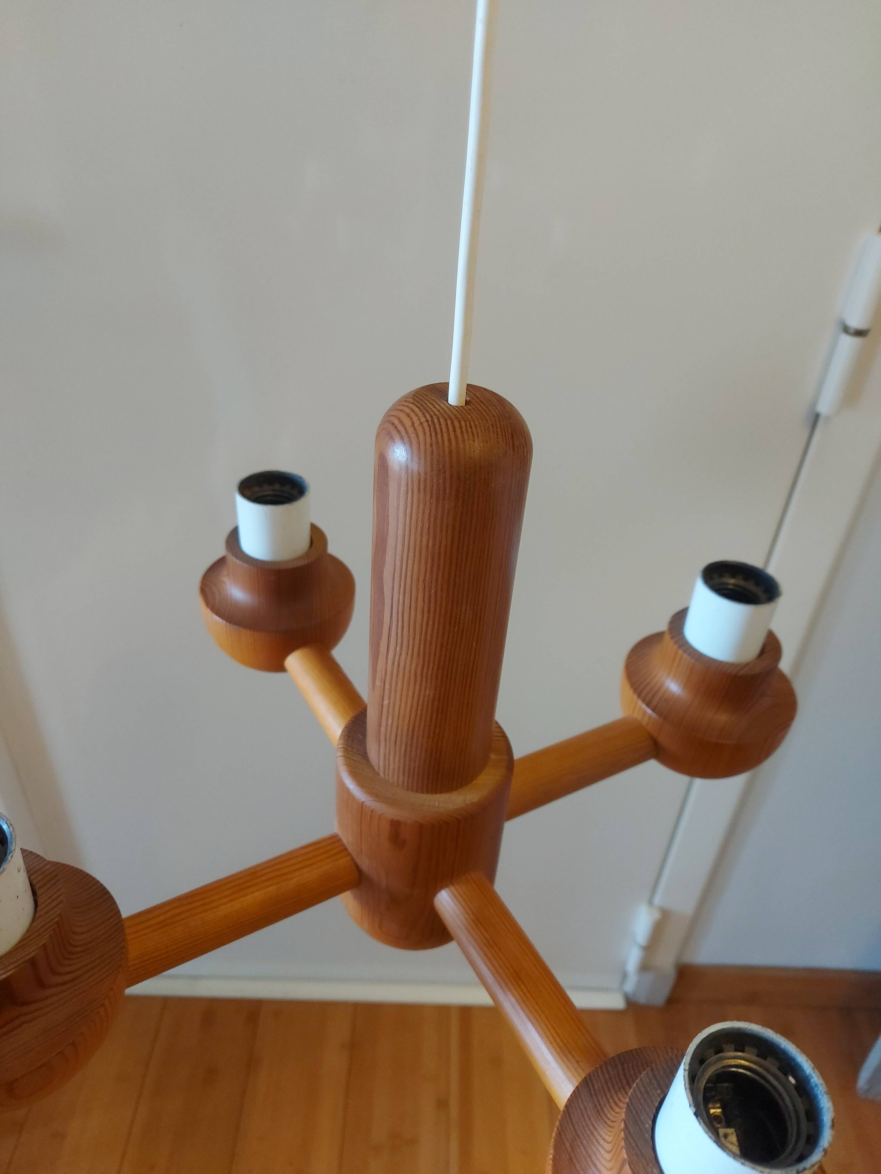 Vintage Ikea pine chandelier