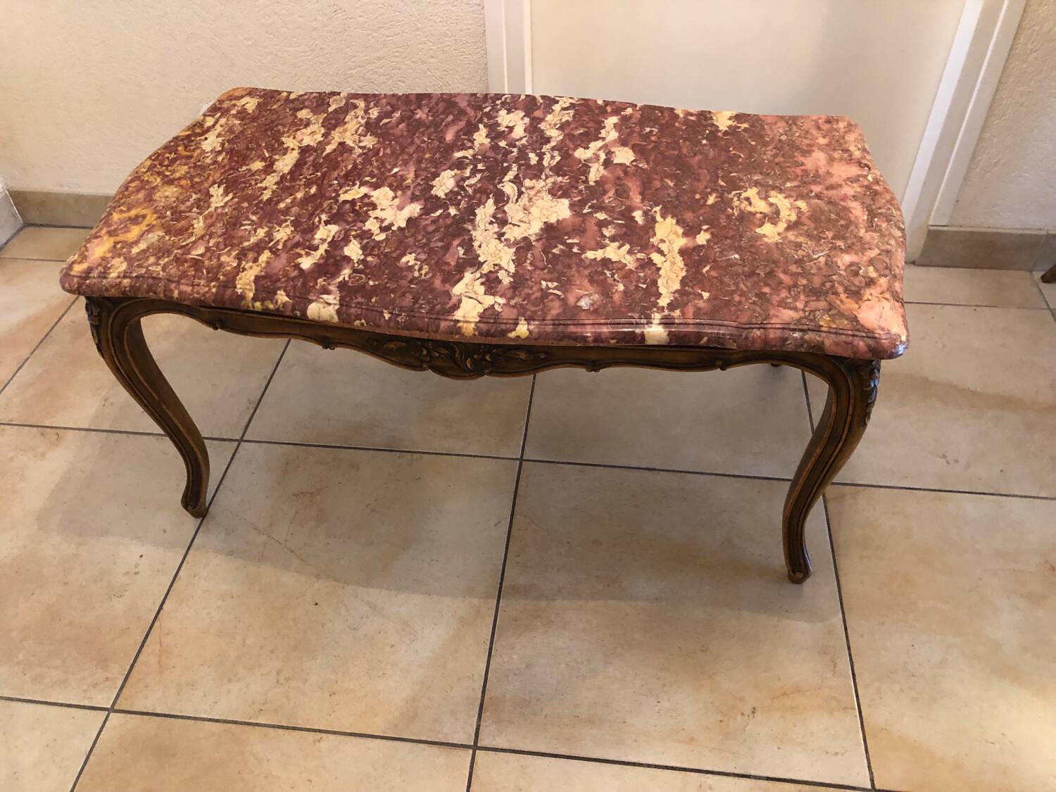 Pink marble coffee table