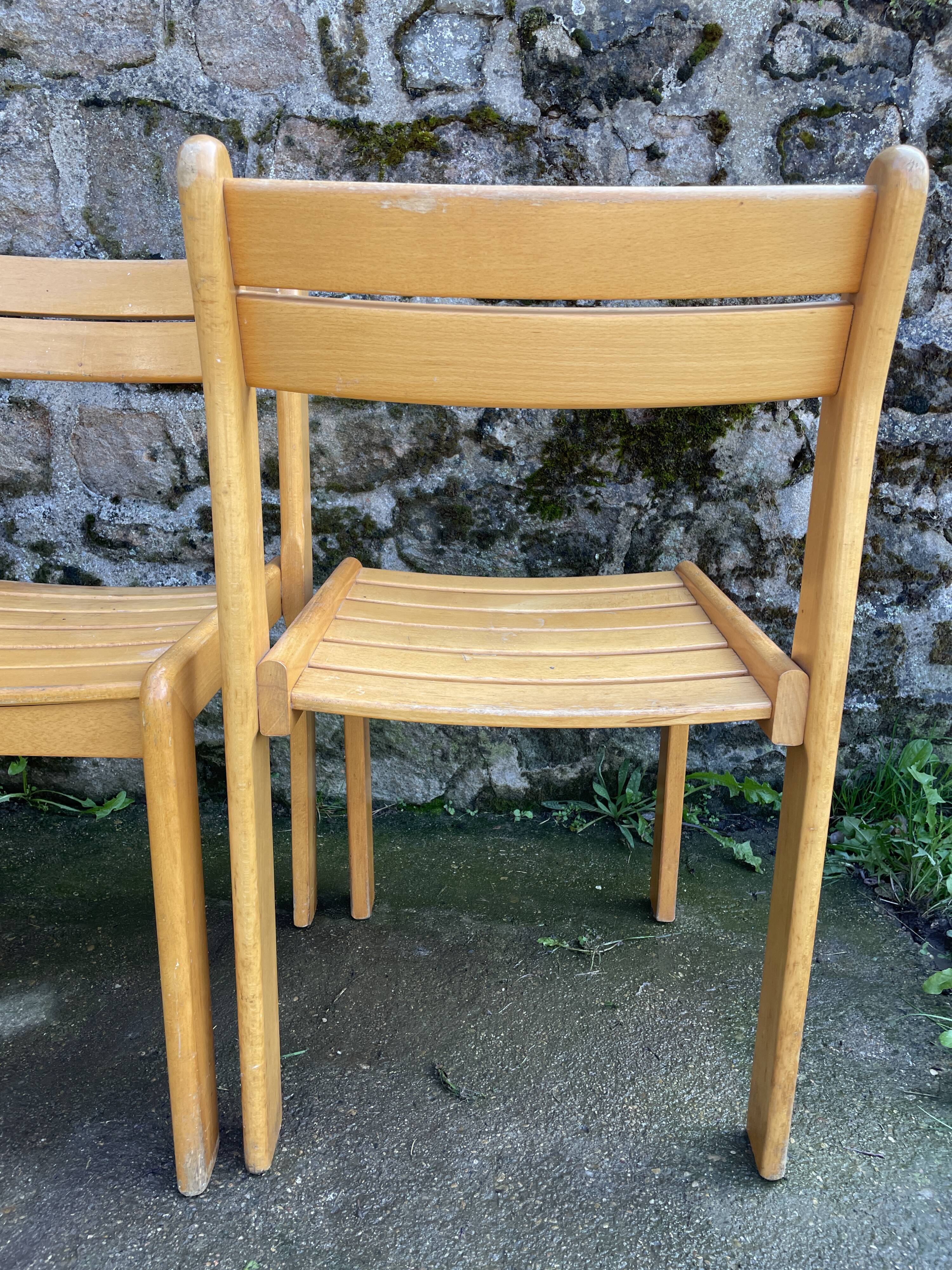 Suite of 8 solid beech chairs