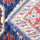 Handmade runner rug traditional kazak carpet rug blue geometric runner