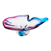 Coupe Sculpture Murano en Cristal Sommerso Organique - Bleu & Fuchsia