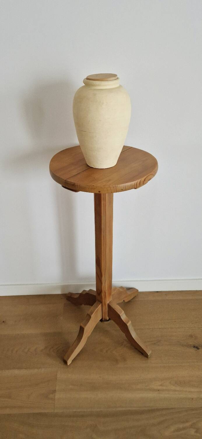 Solid pine wood pedestal table 1940s