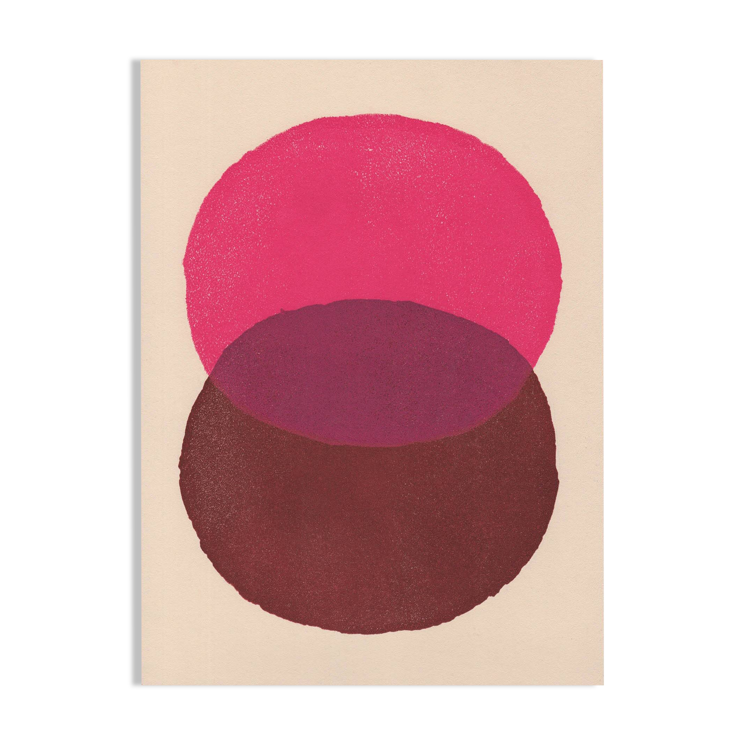 Peinture sur papier 30x40 rose et marron signée Eawy
