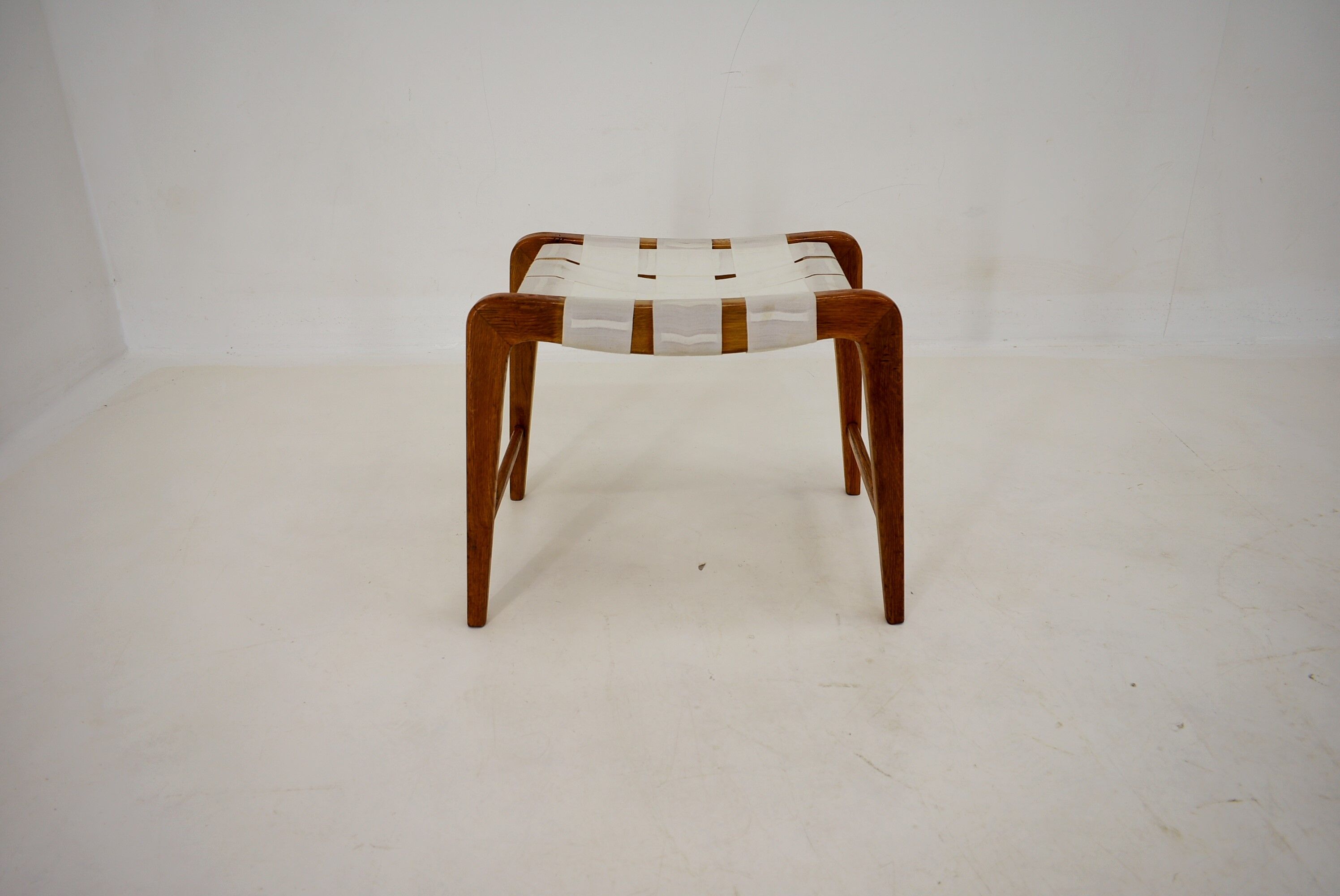 1940s, Jan Vanek Sculptural Oak Stool or Ottoman, Czechoslovakia