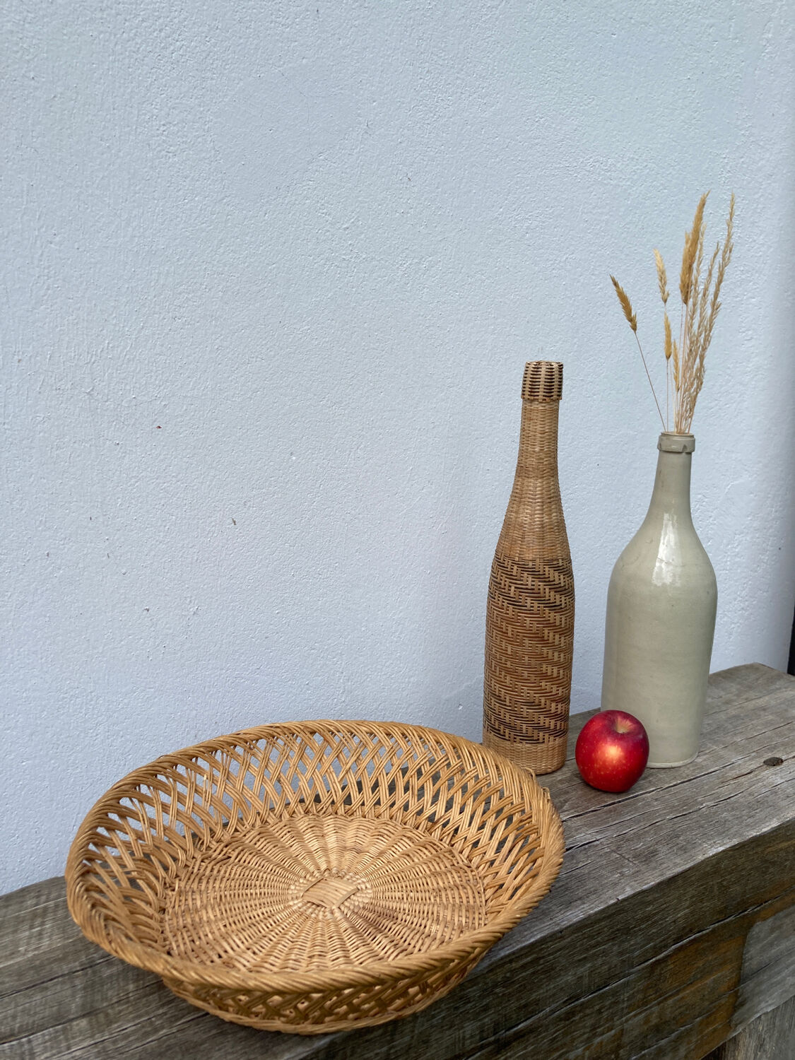 Rattan basket or vintage wicker braided or basket