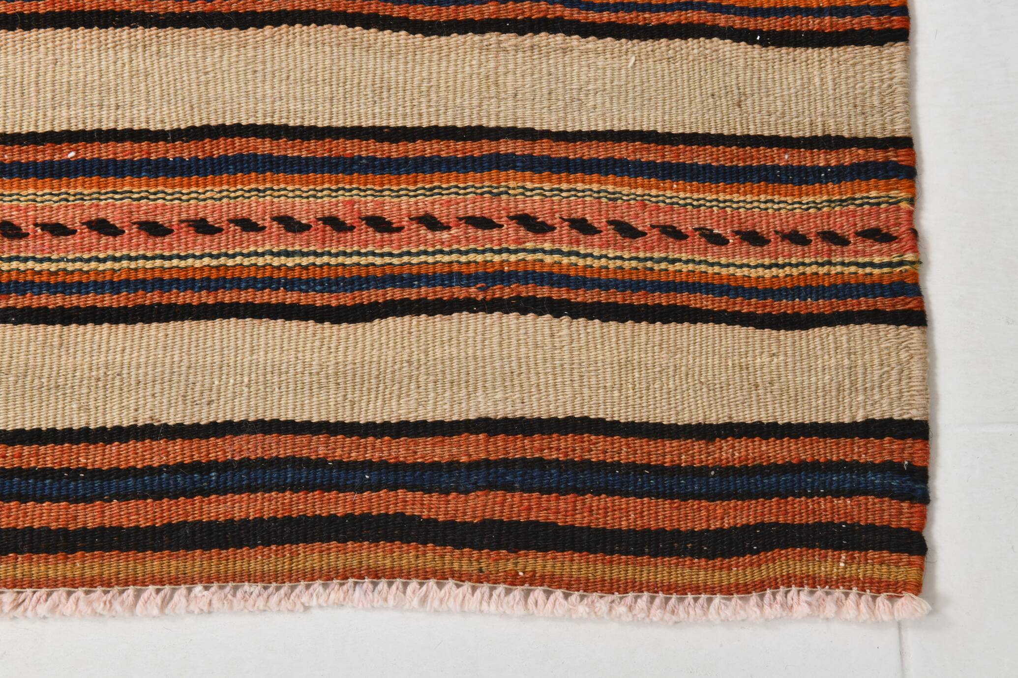 Red & Beige Striped Accent Vintage Kilim Rug, 64x104Cm