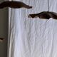 Very large wavy flat leaf suspension in teak with flower stripes D:60