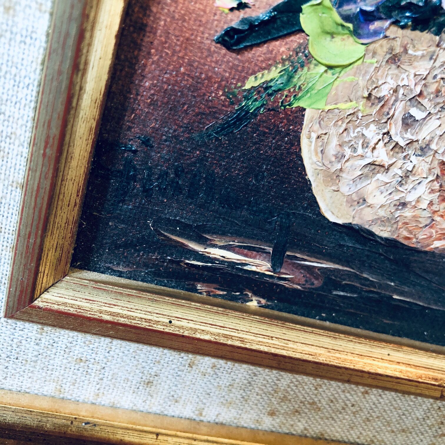 Signed painting on canvas, bouquet of flowers