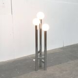 Vintage German floor lamp from the space age of the 1970s in glass and metal.