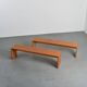 Pair of solid pine benches, France, circa 1975