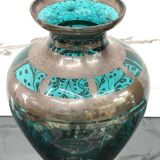 American Art Deco Vase in Glass and Silver Overlay, 1930s