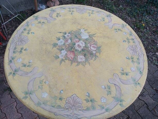 Wrought iron garden table unique piece